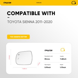 Compatible with Toyota Sienna Driver Side Mirror 2011 2013 2014 2015 2016 2017 2018 2019 2020- Left Side Mirrors Replacement Glass with Blind Spot System, Power Heated