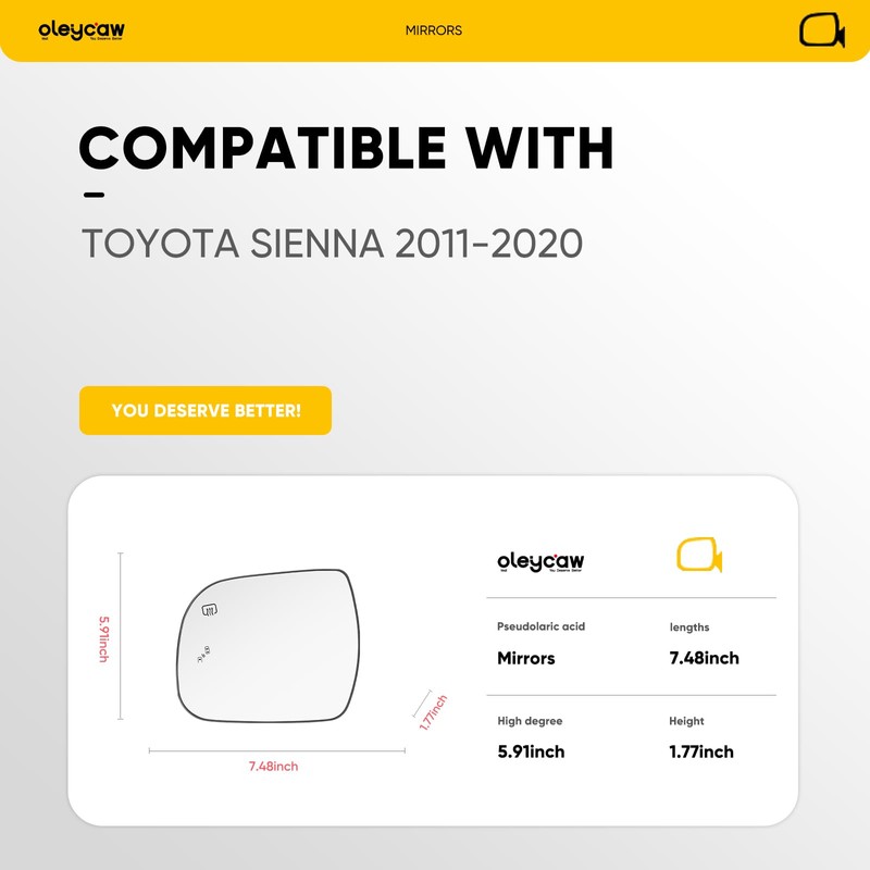 Compatible with Toyota Sienna Driver Side Mirror 2011 2013 2014