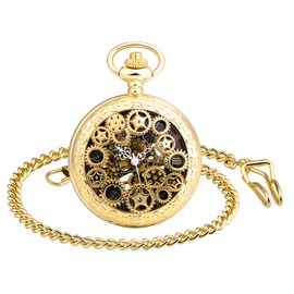 SUPBRO Women's Men's Pocket Watch Retro Gear Analogue Mechanical Chain Watch with Necklace Sweater Chain, gold, Retro" or "value": "antique