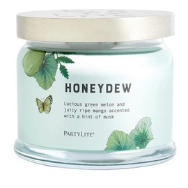 PartyLite Scented Jar Candle, Green Melon and Ripe Mangoes with Musk Scent, 3-Wick Aromatherapy with 25-45 Hours of Burn Time, Ideal for Home Decor, Holiday Gifting and Celebration