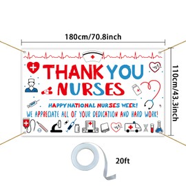 Nurses Week Decorations,71 x 43In Thank You Nurses Party Background Nurse Appreciation Week We Appreciate You Banners National Nurses Day Signs Medical Doctor Nursing Graduations Party Favors Decor