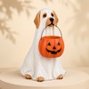 Halloween Ghost Dog Pumpkin Resin Figurine Hand-Painted Outdoor Indoor Holiday