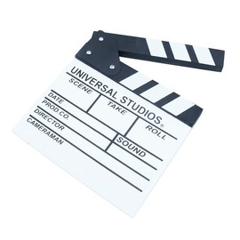 Shiwaki Wooden Film Flap, Scene Flap, Shooting Wooden Props 7.9 x 7.9 Inches Movie Clapper Board Shooting Aid Background Props Director Board Home Decoration (White)