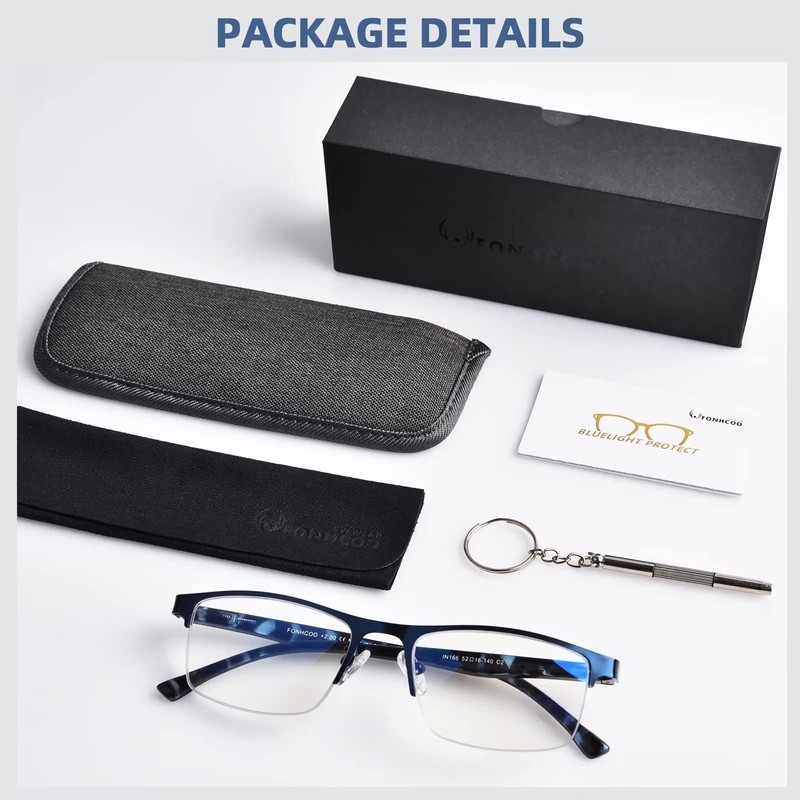 FONHCOO Reading Glasses for Women Men, Blue Light Blocking Reading