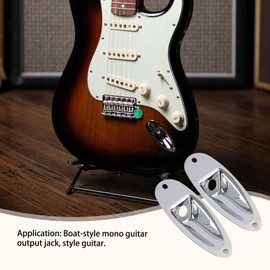 Nextpal 2 Pcs Guitar Jack Plate, Output Jack Socket Plate Compatible with Fender Stratocaster, Electric Guitar Parts Replacement Parts with Screws, Boat Style Loaded Sliver Finish