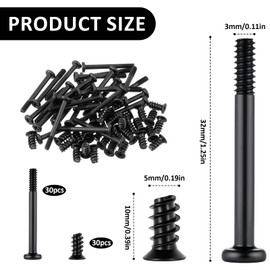 PC Fan Screws, Carbon Steel PC Screws Set, Computer Case Screws, #6-32x30 mm, 30 Pieces/M5x10 mm, Pack of 80