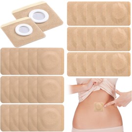 Joez Wonderful 30 Pcs Disposable Castor Oil Pack Wrap, Belly Button Patches, Self-Adhesive Castor Oil Patches, Organic Cotton Wraps Pack Covers - Square (Beige, 6x6cm, 7×7cm)
