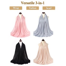 Nonbongoy 4PCS Head Wraps for Black Women Stretch Headwraps Large Hair Wraps Hijab Scarves for Muslim Head Scarf Turban Headbands