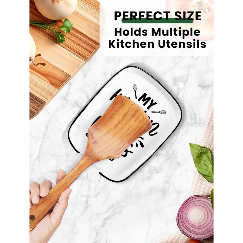 Levaukiem Funny My Kitchen My Rules Spoon Rest, Ceramic Spoon