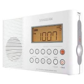 Sangean AM/FM Weather Band Emergency Waterproof Shower Clock Radio with Large Easy to Read LCD Display