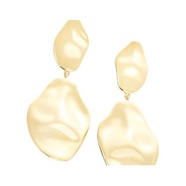 14K Real Gold Plated 925 Sterling Silver Posts Teardrop Statement Dangle Earrings,Lightweight Hammered Drop Dangle Earrings for Women , Water droplet shaped earrings, irregular geometric earring (Yellow Gold)