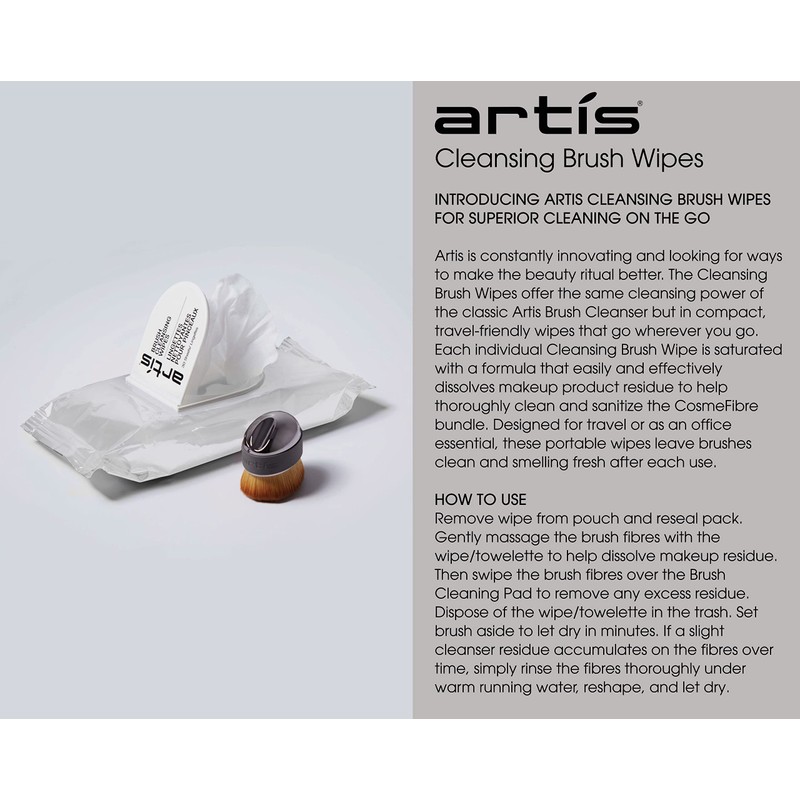 Artis Brush Cleansing Wipes, 30 Count, White