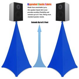 Vinanker Speaker Stand Cover - Tripod Scrim Cover for Speaker & Lighting Stands | Ideal for Weddings, Banquets & DJ Events | Includes Waterproof Storage Bag (2-Pack, Blue)