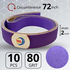 WA 5PCS - 2"x72" Zirconia/Ceramic 80# Purple High Performance Sanding Belt for Belt Sander Metal Grinding, Wood Working (2inch, 80 Grit)