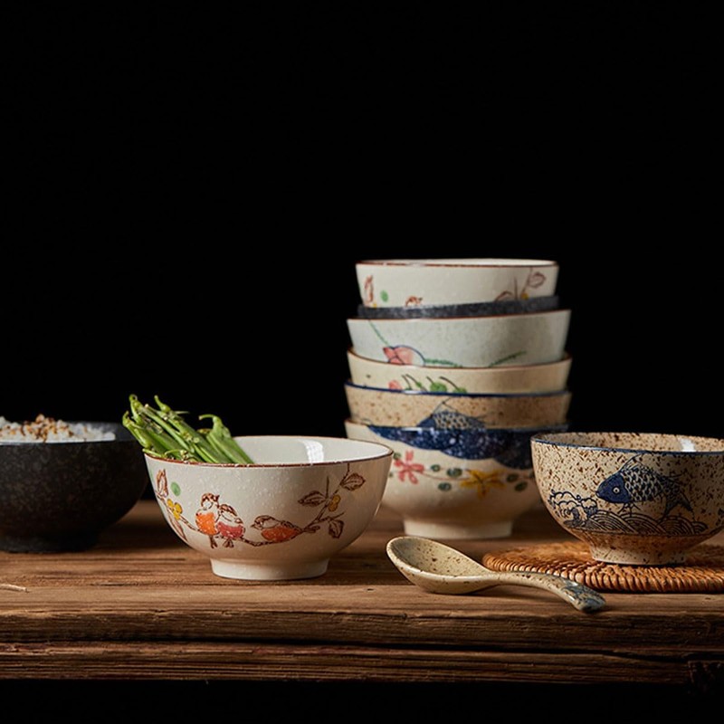 Cereal Bowls Set of 6，10 Oz Ceramic Soup Bowls,4.5 inch