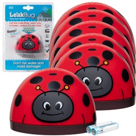 Water Leak Bug Monitoring Sensor with Alarm 6 Pack - Electronic Flood Detector for Kitchen & Basement- Detects as Little as 1/32" of Liquid - Overflow Alert Beeps Loudly - Gift for New Homeowners