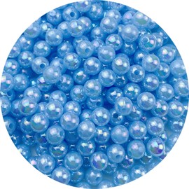 300pcs Pearl Beads for Crafts 8mm AB Colors Round Loose Pearl Beads for Necklaces Bracelets Earrings Jewelry Making Home Decoration(Light Blue AB)
