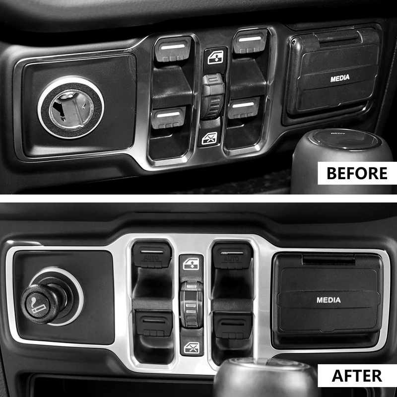 Black Window Switch Button Cover Compatible with Jeep Wrangler JL