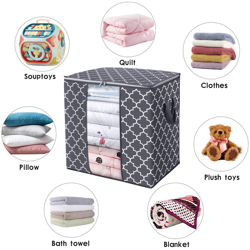 WISELIFE Storage Bags [3 Pack/100L] Large Blanket Clothes Organization and