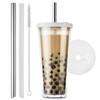 ALINK Bubble Tea Cup, Drinking Cup with Lid and Straw,