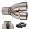 Gorgeri Stainless Dual Pipe,Universal Stainless Exhaust Y Pipe Adapter 2.5in