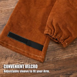 QeeLink Leather Welding Sleeves with Non-Stick Liner, Heat & Flame Resistant Arm Protection Gardening Sleeves, Cowhide Leather Work Sleeves for Men&Women, 1 Pair, 22cm × 49cm (Brown-Large)