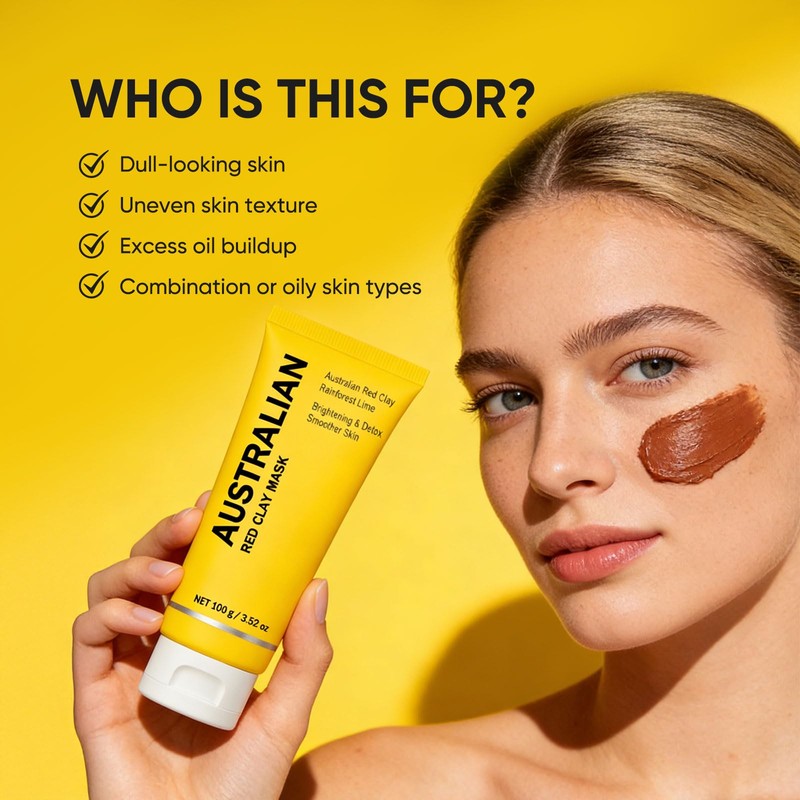 Boaccy Australian Red Clay Face Mask, Mineral-Rich Detox Mud Mask