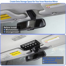 Inner Rearview Mirror Storage Rack Shelf Compatible with Toyota FJ Cruiser 2007-2021, Multifunctional Aluminum Storage Mount Bracket Accessories