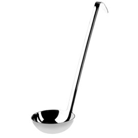 recus Soup Ladle, Stainless Steel, Professional Serving Ladle with Long, Hooked Handle, Bottom Ladle for Sauce, Soup, Stew, Cooking, Sauce Spoon, Kitchen Utensil, Silver (10cm/190ml)