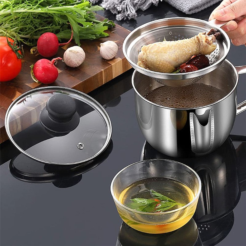 Stainless Steel Fat Separator 4 Cup/1000ML Gravy Grease Separator with