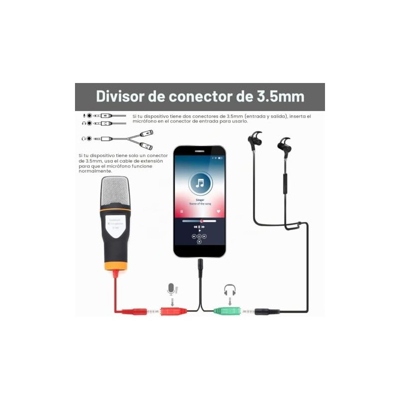 Micrófono para PC con Soporte Micrófono Condensador Semiprofesional con Tripié,