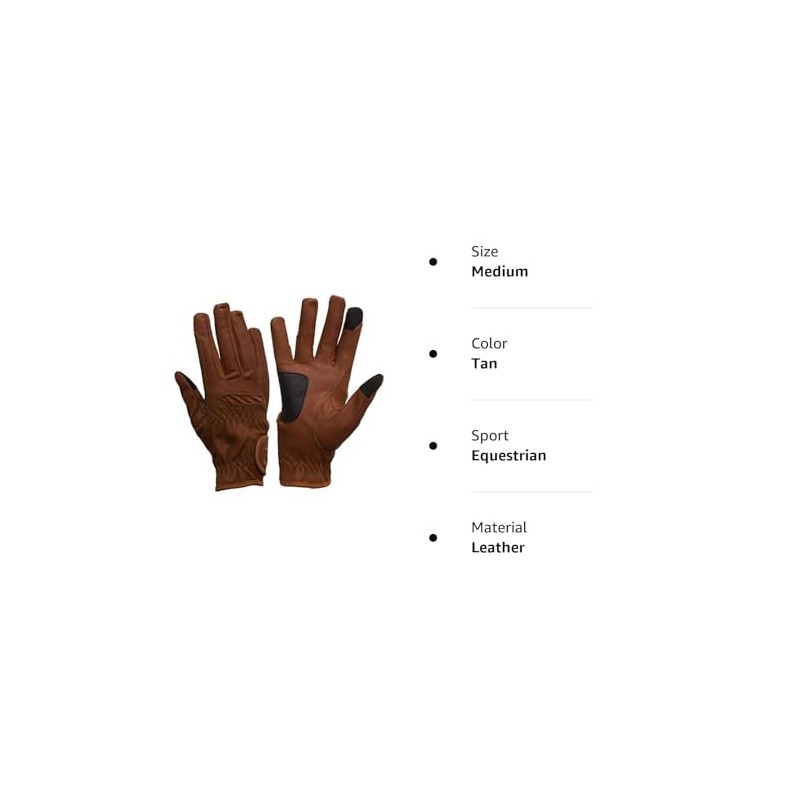 eGlove EQUEST GRIP PRO Leather Touchscreen Horse Riding Gloves (Tan,