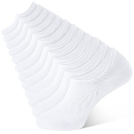 CLOSEMATE 6 Pairs Mens No Show Cotton Low Cut Ankle Casual Socks with Non Slip Grips(6White, Size XL)