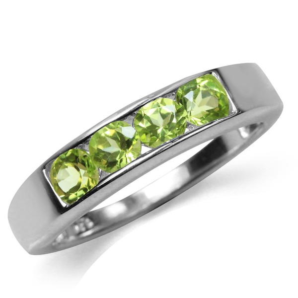 Silvershake Natural Peridot White Gold Plated 925 Sterling Silver Journey