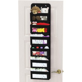 SimpleHouseware Baby Over The Door Hanging Organizer Storage, 6 Clear Window Pocket, Black
