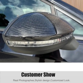 car-discover Real Carbon Mirror Cover Cap For VW Golf 8 MK8 R GTI R-Line 2020+ W/Lane Assist