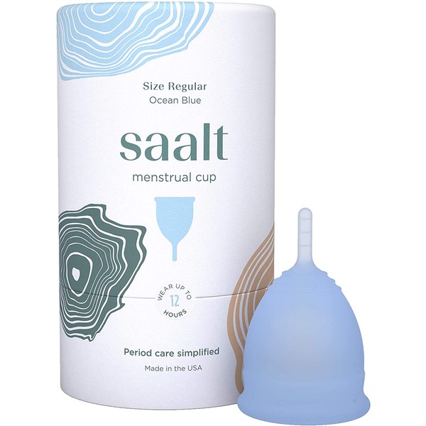 Saalt Menstrual Cup - Premium Design - Most Comfortable Period Cup - #1 Active Cup - Wear for 12 Hours - Soft, Flexible, Reusable Medical-Grade Silicone - Made in USA