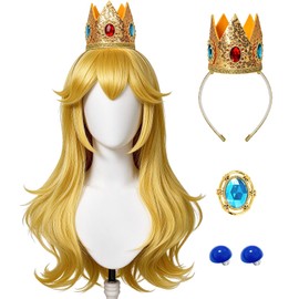 Blonde Princess Wig Set with Tiara, Brooch, Earrings and Wig Cap