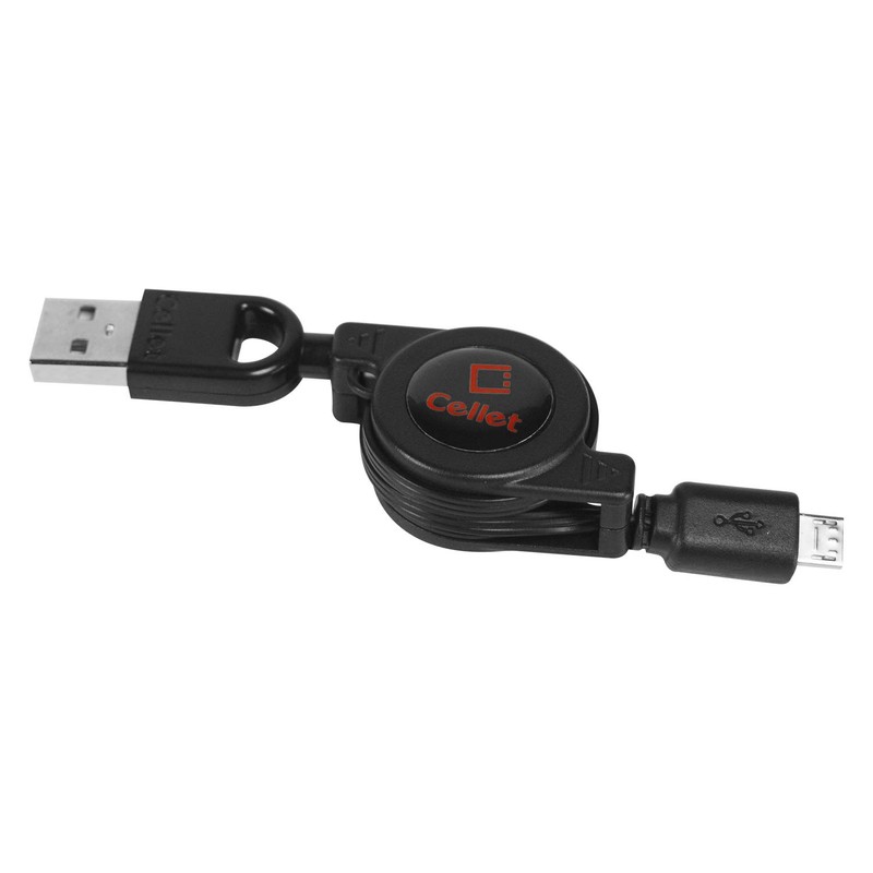 Cellet Retractable Micro USB to USB A Cable Data Sync