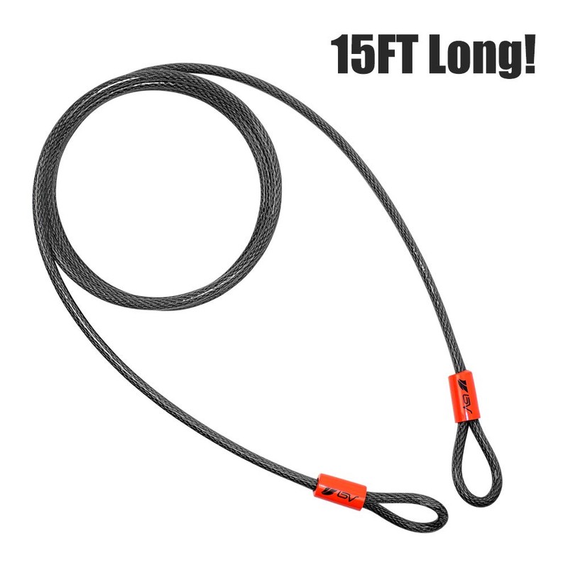BV Heavy-Duty 15FT Security Cable with Loops-10mm (3/8 Inch) Cut-Resistant