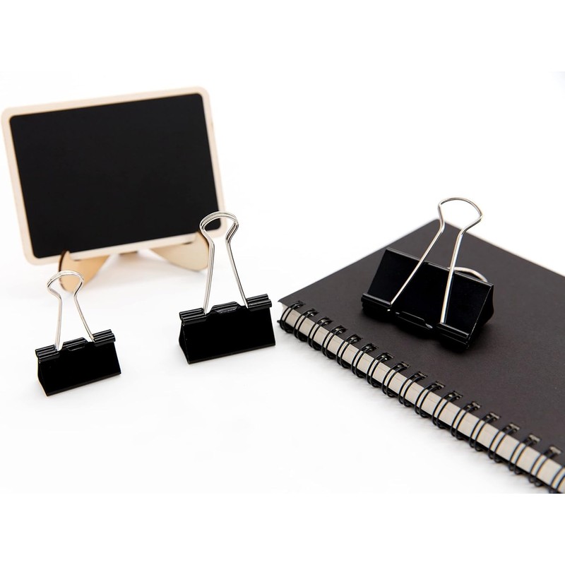 Extra Large Size 60mm Metal Double Clips, Black, Pack of