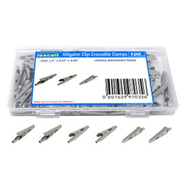 iexcell 100 Pcs 1.4"/35mm Steel Alligator Clips Crocodile Clamps, Silver Tone Nickel Plated, Come in a Plastic Case…