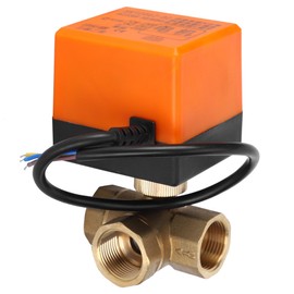 Motorized Ball Valve L Shape Orange Brass Electric Valves 3‑Wire 2‑Control 1.6MPa 6W AC220V G3 / 4 pouces
