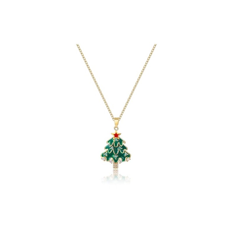 Xeyai Gold Plated Christmas Pendant Necklace for Women Trendy,CZ Christmas