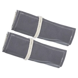 PATIKIL Handmade 24 Slots Roll Up Pencil Case, 2 Pack Canvas Pencil Wrap Pouch Pen Holder Organizer for Artist Drawing Coloring Sketching, Gray