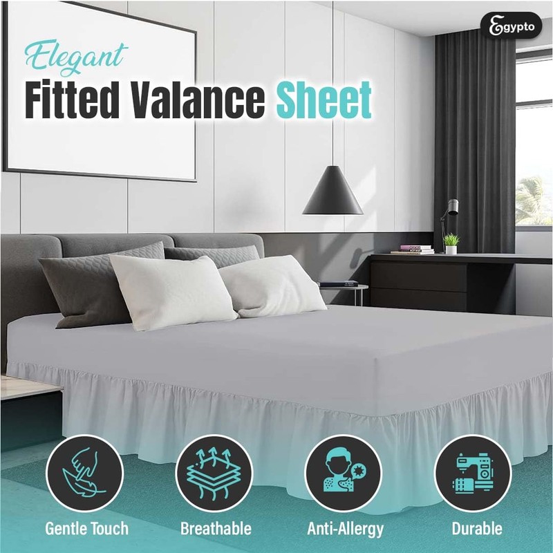 Egypto Plain Dyed Deep Fitted Valance Sheet Single – Easy