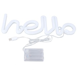 LED Neon Sign Hello Letters Neon Light Wall Decor for Wedding Party USB/Battery PoweredPurple