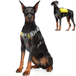 Fida Dog Harness, Multi-Functional No-Pull Pet Vest Harness with Saddle Bags Backpack, Front Leash Clip, Adjustable Soft Padded Reflective No-Choke Dog Vest Heavy Duty for X-Large Dog, XL,Black