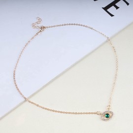 Cimenexe Bohemian Emerald Evil Eye Pendant Necklace Gold Crystal Eye Necklace Chain Green Cz Devil Eye Choker Necklace Paved Rhinestone Demon Eye Necklace Jewelry for Women and Girls Gifts