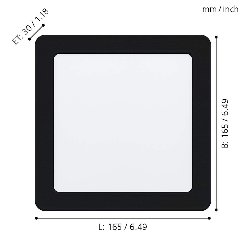 EGLO FUEVA 5 LED Recessed Light Black Square 166 mm